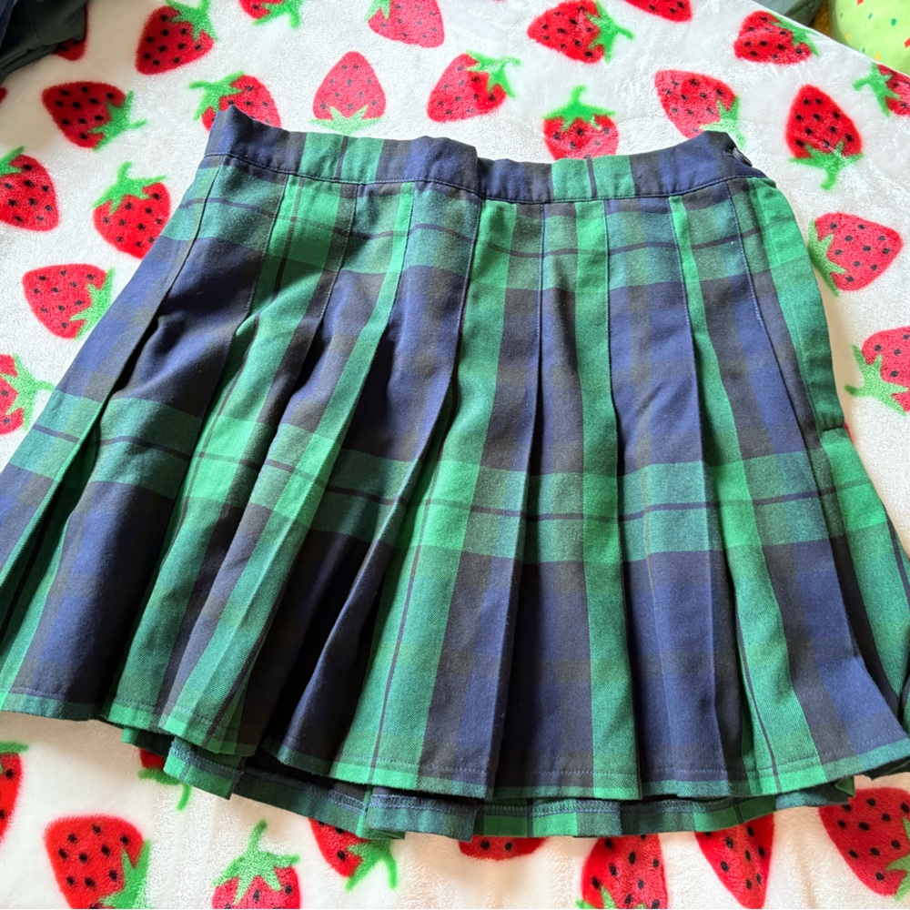 Aerie Green and Blue Plaid Mini Skirt